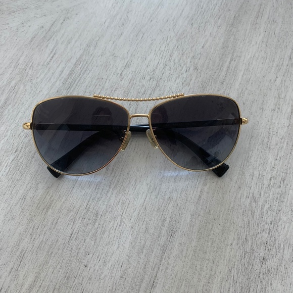 Coach Black/Gold Aviator Sunglasses - Picture 1 of 7